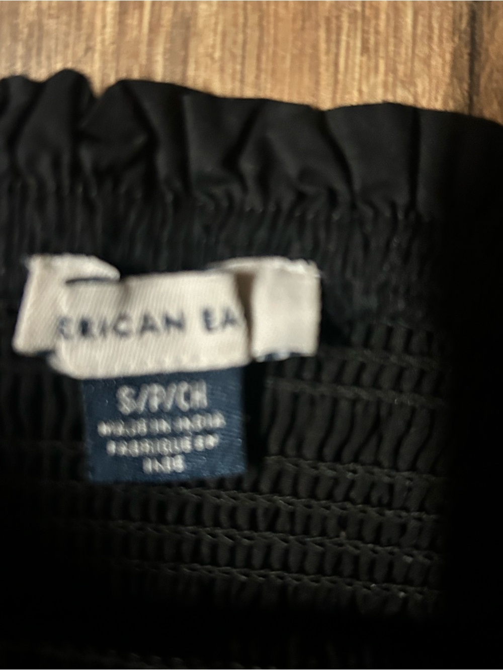 American Eagle Black Puff Sleeve Smocked Mini Dress Womens Cotton Sz Small Cute - Picture 3 of 3